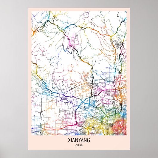 Xianyang China Stadkaart Poster (Voorkant)