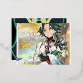 XIAO GENSHIN IMPACT FOLIE FEESTDAGEN BRIEFKAART (Voorkant / Achterkant)