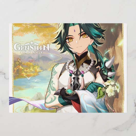 XIAO GENSHIN IMPACT FOLIE FEESTDAGEN BRIEFKAART (Voorkant)