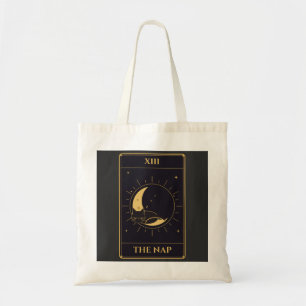 XIII De Slaap Tarotkaart: Zwarte Kat die slaapt op Tote Bag