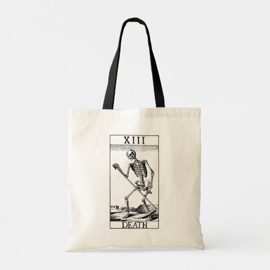 XIII Dood:  zwarte & witte tarotkaart Tote Bag (Achterkant)