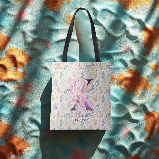 Ximena's stralende bloei - Boho Floral Monogram X Tote Bag