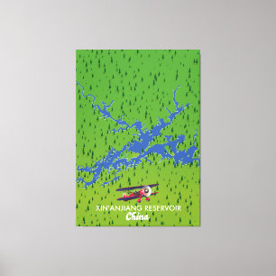 Xin'anjiang Reservoir China kaart Canvas Afdruk