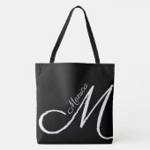 XL BAG - MONOGRAM + NAAM - modern zwart tas (Voorkant)