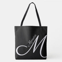 XL BAG - MONOGRAM + NAAM - modern zwart tas