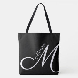 XL BAG - MONOGRAM + NAAM - modern zwart tas