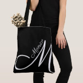 XL BAG - MONOGRAM + NAAM - modern zwart tas (Dichtbij)
