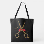 XL Golden glitter-schaar - Hair dresser stylist Tote Bag (Voorkant)