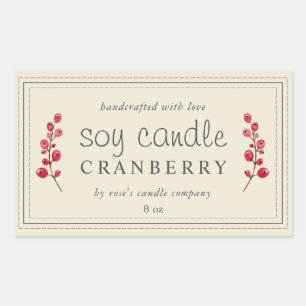 XL Homemade Soy Candle Cranberry Antiek White Rechthoekige Sticker