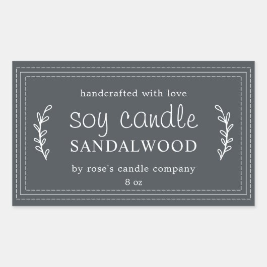 XL Houtskool Kaars Eigen Ontwerp Loofwerk Off-Zwar Rechthoekige Sticker (Voorkant)