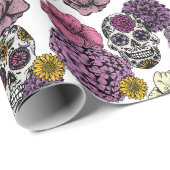 XL Kleurrijke Handgetekende Mexicaanse Suikersched Cadeaupapier (Rol Hoek)