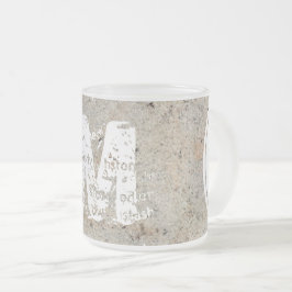 XL Monogram Stone textuur afbeelding Bevroren glaz Matglas Koffiemok