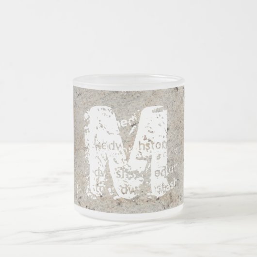 XL Monogram Stone textuur afbeelding Bevroren glaz Matglas Koffiemok (Center)