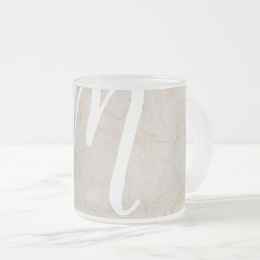 XL Monogram Zijdepapier textuur afbeelding Glazen Matglas Koffiemok (Voorkant rechts)