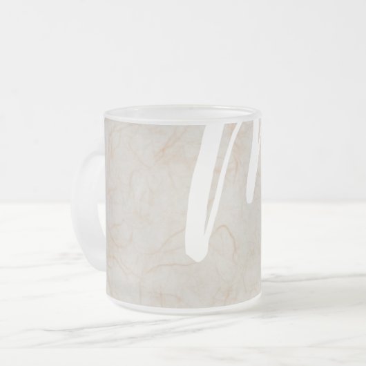 XL Monogram Zijdepapier textuur afbeelding Glazen Matglas Koffiemok (Voorkant links)