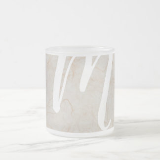 XL Monogram Zijdepapier textuur afbeelding Glazen  Matglas Koffiemok