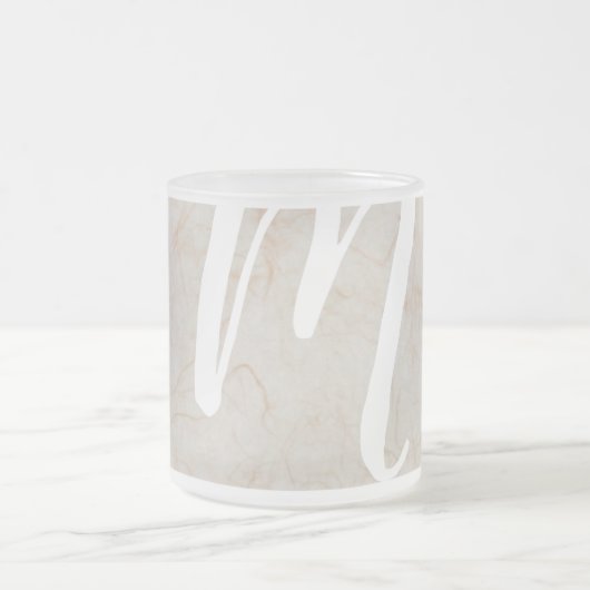 XL Monogram Zijdepapier textuur afbeelding Glazen Matglas Koffiemok (Center)