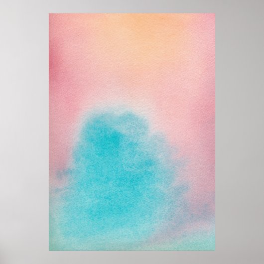 XL roze blauwe hemel Abstracte Waterverf schildere Poster (Voorkant)