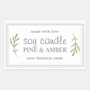 XL Thuisgemaakte Soja Kaars Dennentakje Custom Wit Rechthoekige Sticker