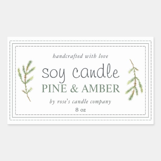 XL Thuisgemaakte Sojakaars Dennentak Aangepast Wit Rechthoekige Sticker (Voorkant)