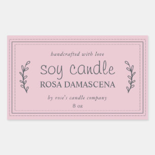 XL Thuisgemaakte Sojakaars Foliage Pastel Roze Op Rechthoekige Sticker