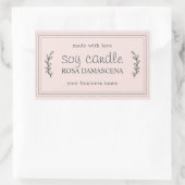 XL Thuisgemaakte Sojakaars Foliage Pastel Roze Op  Rechthoekige Sticker (Tas)