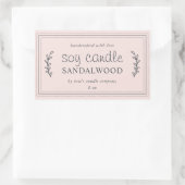 XL Thuisgemaakte Sojakaars Foliage Pastelroze Op M Rechthoekige Sticker (Tas)