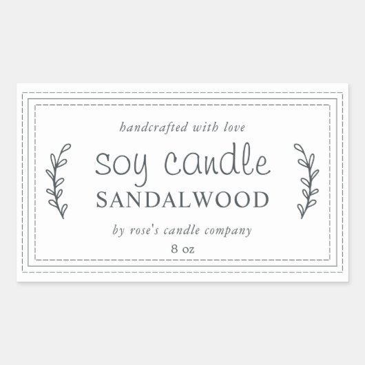 XL Thuisgemaakte Sojakaars Gebladerte Zwart Wit Op Rechthoekige Sticker (Voorkant)