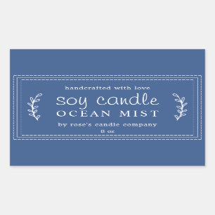 XL Thuisgemaakte Sojakaars Loof Classic Blauw Op M Rechthoekige Sticker