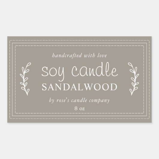 XL Thuisgemaakte Sojakaars Loofgrijs Aangepast Rechthoekige Sticker (Voorkant)