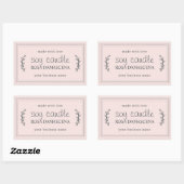 XL Zelfgemaakte sojakaars Foliage Pastel Roze Cust Rechthoekige Sticker (Vel)