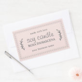 XL Zelfgemaakte sojakaars Foliage Pastel Roze Cust Rechthoekige Sticker (Envelop)