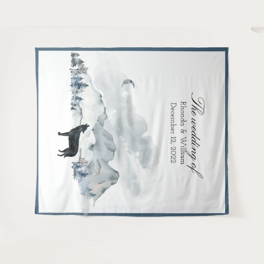 XLarge Nevelige Bergen Waterverf Trouwtapijt Wandkleed (Voorkant (horizontaal))