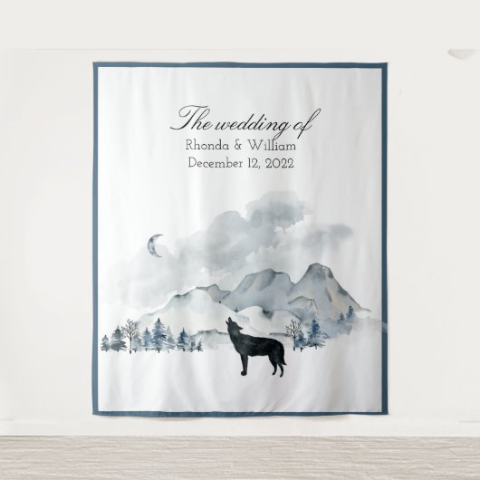XLarge Nevelige Bergen Waterverf Trouwtapijt Wandkleed (Voorkant)