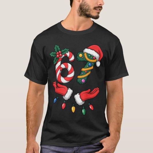 Xmas 67 Hands Gesture Candy Canes Santa Holiday Ki T-shirt (Voorkant)