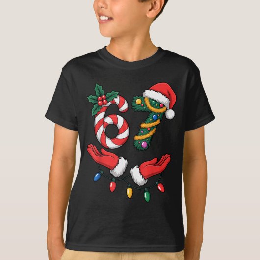 Xmas 67 Hands Gesture Candy Canes Santa Holiday Ki T-shirt (Voorkant)
