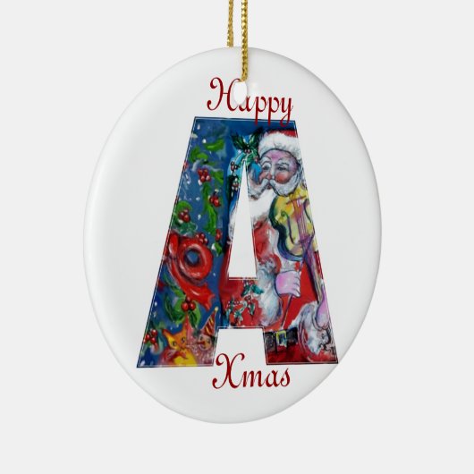 XMAS A BRIEF/SANTA CLAUS MET VIOLIN MONOGRAM KERAMISCH ORNAMENT (Rechts)