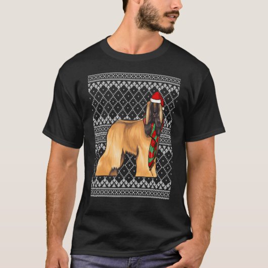 Xmas Afghan Hound Santa Claus Pet Ugly Kerstmis T-shirt (Voorkant)