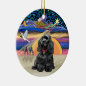 Xmas Angel - Cocker (zwart) Keramisch Ornament (Rechts)