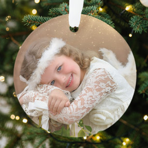 Xmas Angel Light Girl Foto Bruin Goud Ornament