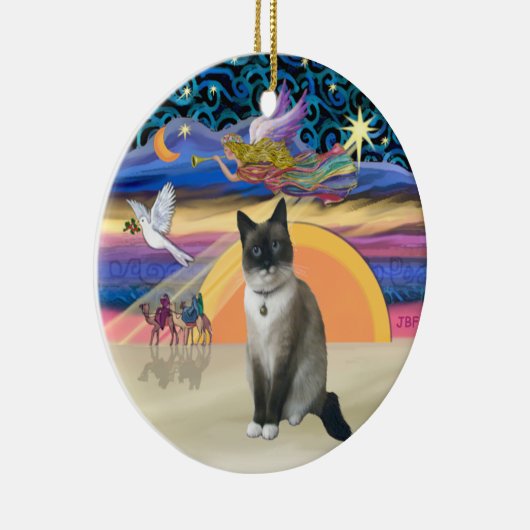 Xmas Angel - Sneeuwschoen Kat Keramisch Ornament (Rechts)