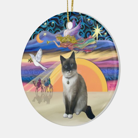 Xmas Angel - Sneeuwschoen Kat Keramisch Ornament (Links)