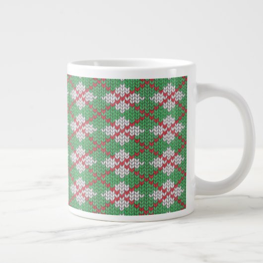 XMAS ARGYLE GEBREIDE grote witte Mok (Rechts)