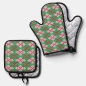 XMAS ARGYLE GEBREIDE Oven Mitt & Pottenhouder Set (Voorkant / Achterkant)