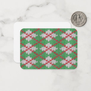 XMAS ARGYLE KNIT 3.5x2.5 Vlakke Kaart/Horizontaal Notitiekaartje