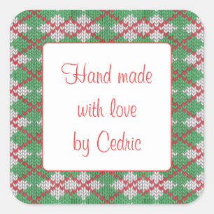 XMAS ARGYLE KNIT 3 "Vierkante "Hand gemaakte" Stic Vierkante Sticker