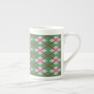 XMAS ARGYLE KNIT Bone China Mok