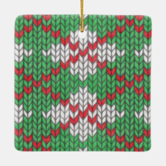 XMAS ARGYLE KNIT Ceramic Square Ornament (Achterkant)