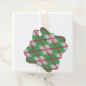 XMAS ARGYLE KNIT Fancy Vierkante Gift Labels (In situ)