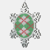 XMAS ARGYLE KNIT Pewter Snowflake Ornament (Rechts)
